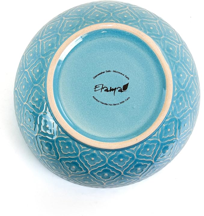 Unknown1 16 Piece Round Stoneware Dinnerware Set in Aqua Blue Textured Casual Microwave SafeMedium
