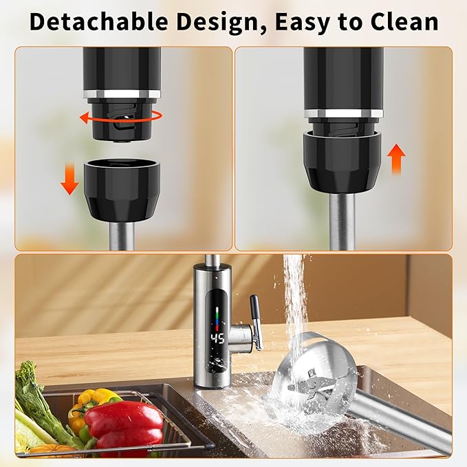 Cordless Immersion Blender Handheld 4-in-1 Cordless Hand Blender with 500ml Chopper 600ml Beaker &amp Egg Whisk 8 Speeds USB Rechargeable Handheld Blender Cordless – Smoothies Baby Food (Black)