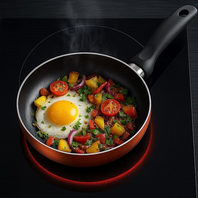 Well Home Set of 4 Pans Diameter 16 Diameter 20 Diameter 24 Diameter 28 cm Made of Pressed Aluminium in Metallic Bronze