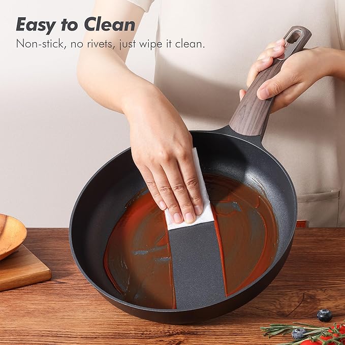 SENSARTE Pots and Pans Set Non stick Non toxic Healthy Induction Cookware Sets 14 Pcs Non Stick Kitchen Cooking Set with Frying Pans Set &amp Saucepan PFOA PFOS APEO Free Black