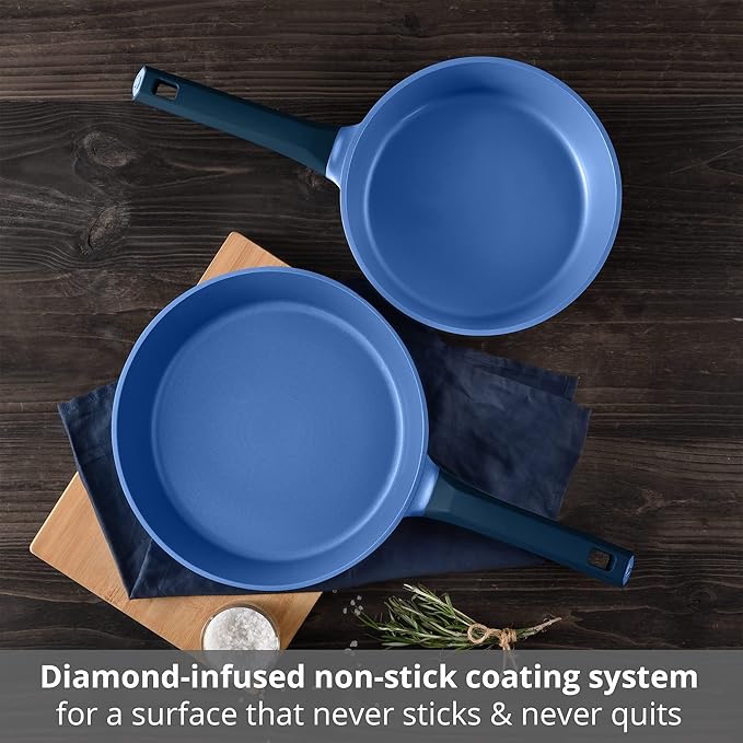 MasterPRO - Gastro Diamond Collection - 2 Piece Fry Pan Set - 9.5” Frying Pan 11” Frying Pan - Durable Cast Aluminum Cookware Set - Non Stick Cooking Pot and Pan Set