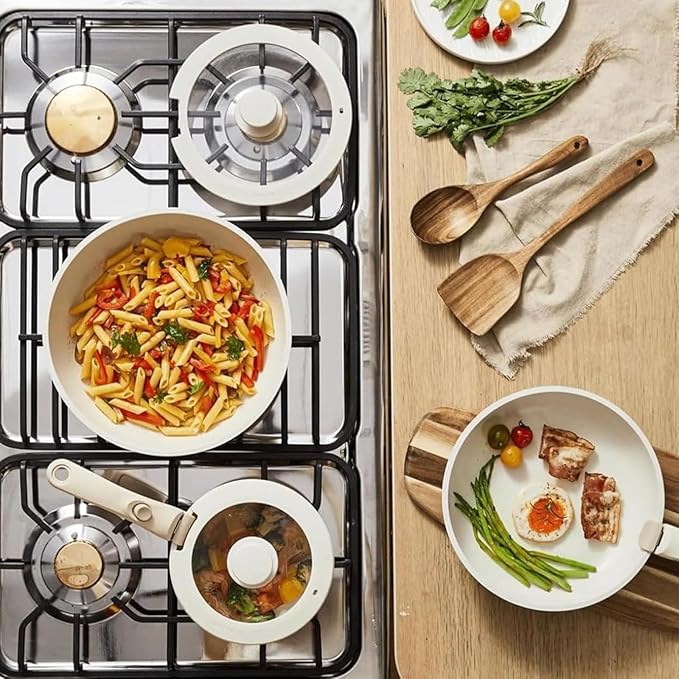 Cookware Set 9/11/15 Piece Cookware Detachable Handle Set for Kitchen (Black9 Pcs)