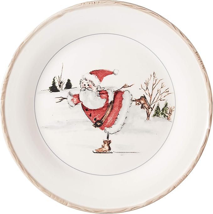 American Atelier Christmas Twig Holiday Dinnerware Set – 20-Piece Christmas-Themed Earthenware Dinner Party Collection Unique Gift Idea for Christmas or Birthday Cream