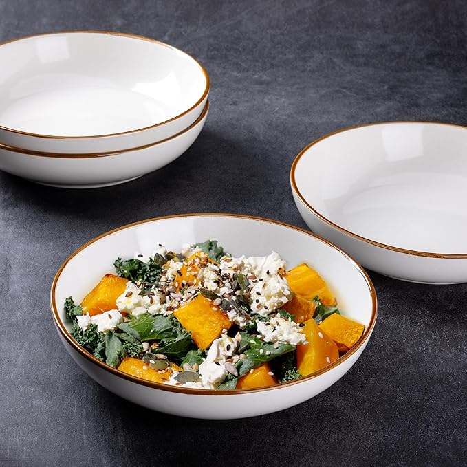 AmorArc Stoneware Dinnerware Sets &amp Pasta Bowls &amp Coffe MugsService for 4 (22pc)