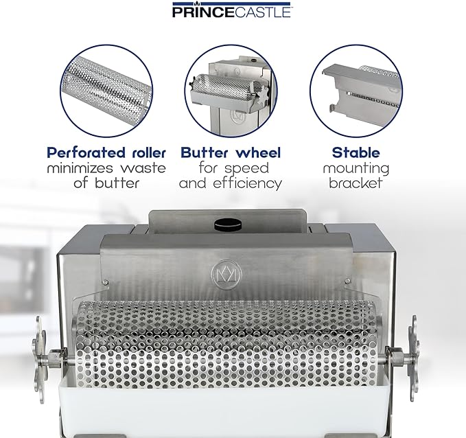 Prince Castle Top Mount Bun Dresser for CTD Series Toaster Stainless Steel - Butter Spreader and Butter Roller for Buns Even Dispensing