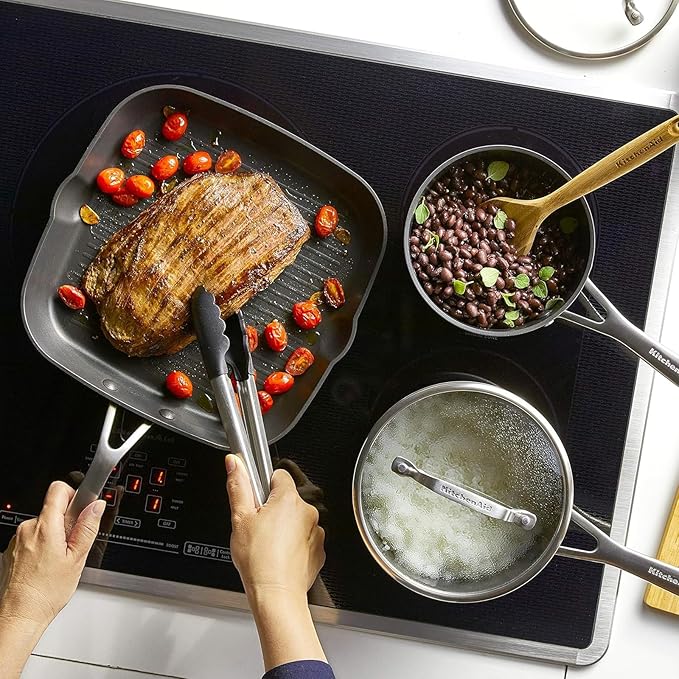 KitchenAid Hard Anodized Induction Nonstick Cookware Pots and Pans Set 10 Piece Matte Black