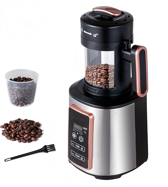 Electric Coffee Bean Roaster Machine for Home Use – 1500W Air Coffee Roaster with Adjustable Temperature &amp Timer Built-In Chaff Collector &amp Air Circulation 100g Capacity Electric Coffee Roast
