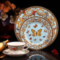 European Style Dinnerware Set Service for 6 Bone China Dinnerware Sets Unbreakable Porcelain Dinner Sets Coffee Cup and Saucer Tableware Set Steak Dinner Plates Dish Set Butterfly Manor