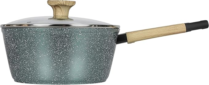 3 Quart Granite Nonstick Saucepan Cookware Set (Induction Compatible) (Forest Green)