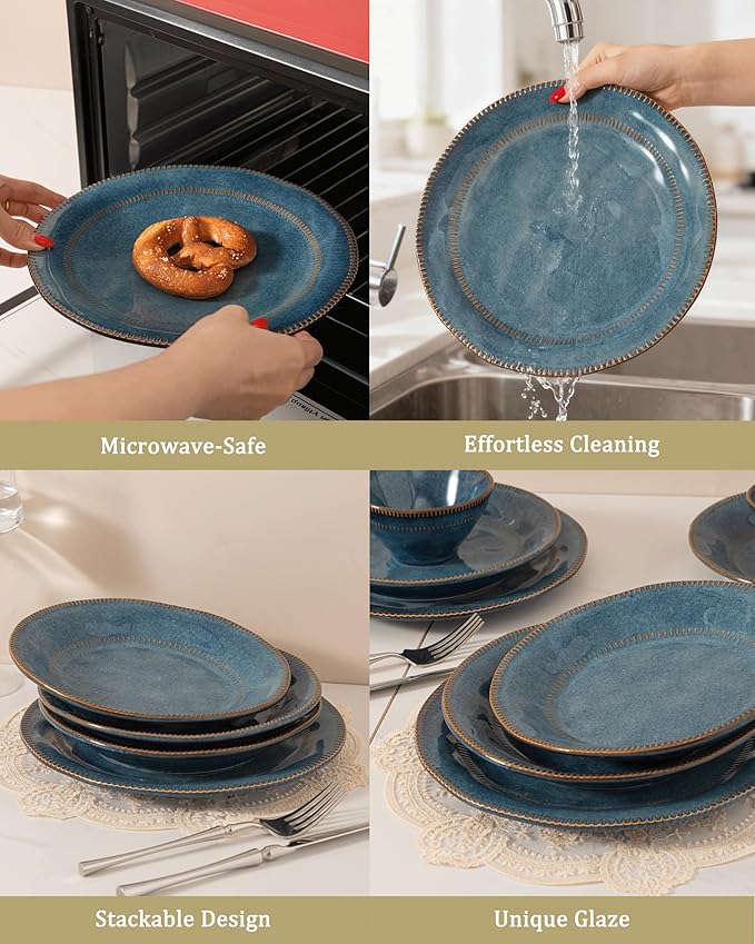 Dinnerware sets plates and bowls sets modern platesCeramic Dinnerware Sets12 Pieces Porcelain Lightweight PlatesScratch Resistant Dish Set (style - 2 4 - Set (12pcs))