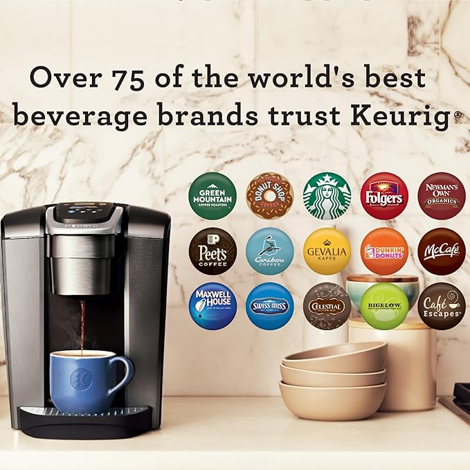 Keurig K-Elite Single Serve K-Cup Pod Coffee Maker with Strength and Temperature Control Iced Coffee Capability 8 to 12oz Brew Size Programmable Brushed Slate