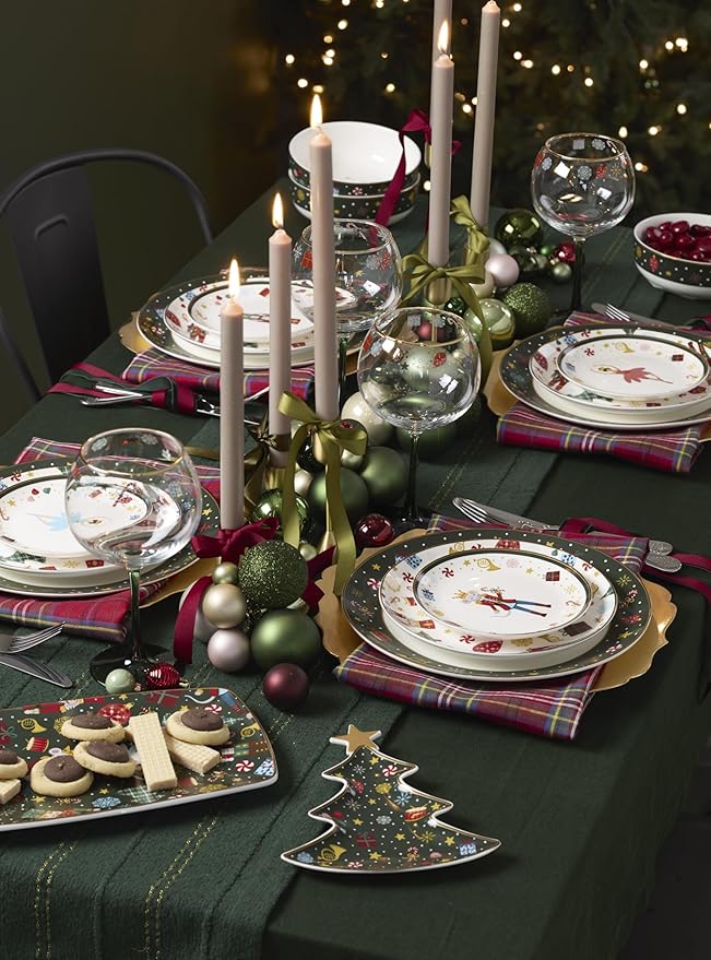 Lenox Dinnerware Set Nutcracker Ballet 12-Piece Dinnerware Set Service for 4 Made Of Porcelain Dishwasher/Microwave Safe Includes Plates and Bowls for Pasta and Salad Christmas Decor (12 Piece)
