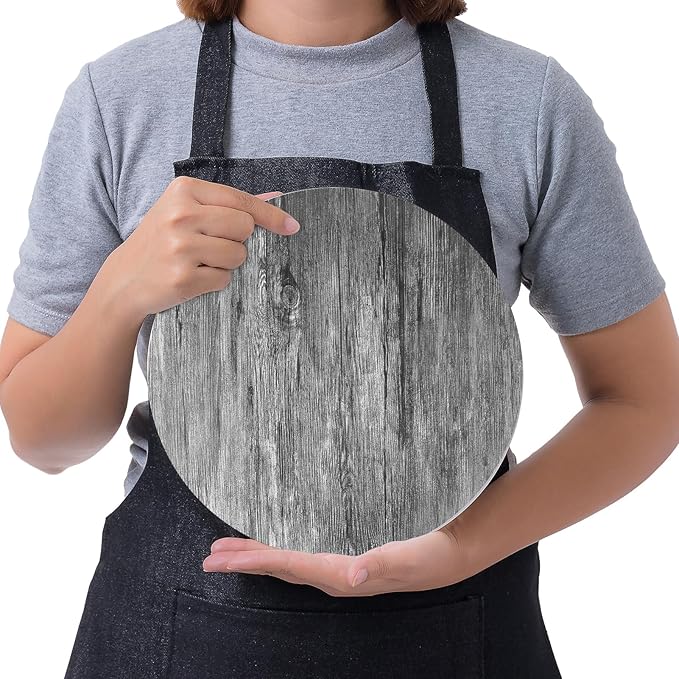 Melamine Dinnerware Set – Rustic 12 Piece Plates and Bowls Heavy Duty Dishes for Indoor Outdoor Use Break-Resistant Dishwasher SafeBlack Wood Grain