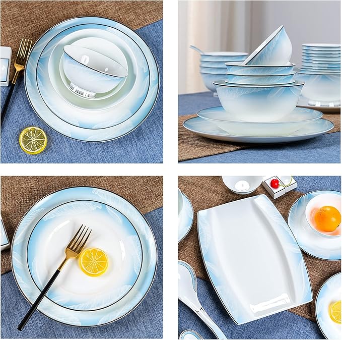 Bone China Dinner Sets Nordic Creative Phnom Penh Combination Ceramic Tableware Suit Suitable for Gifts Wedding Hotel 58 Piece