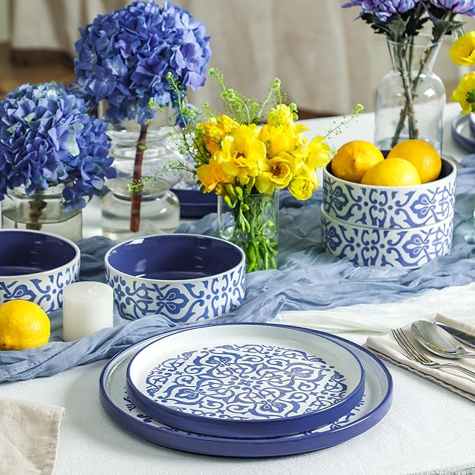 Stone Lain Tropea 12-Piece Dinnerware Set Stoneware Blue