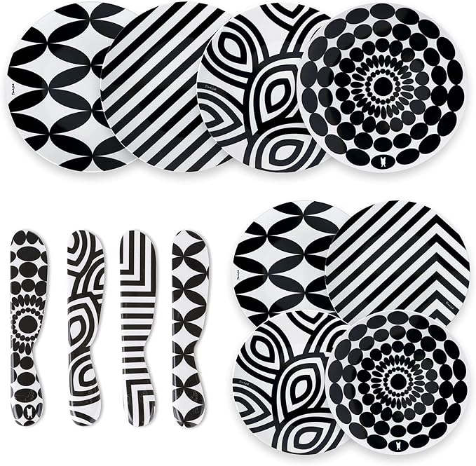 French Bull 12-Piece Dinnerware Set Black &amp White