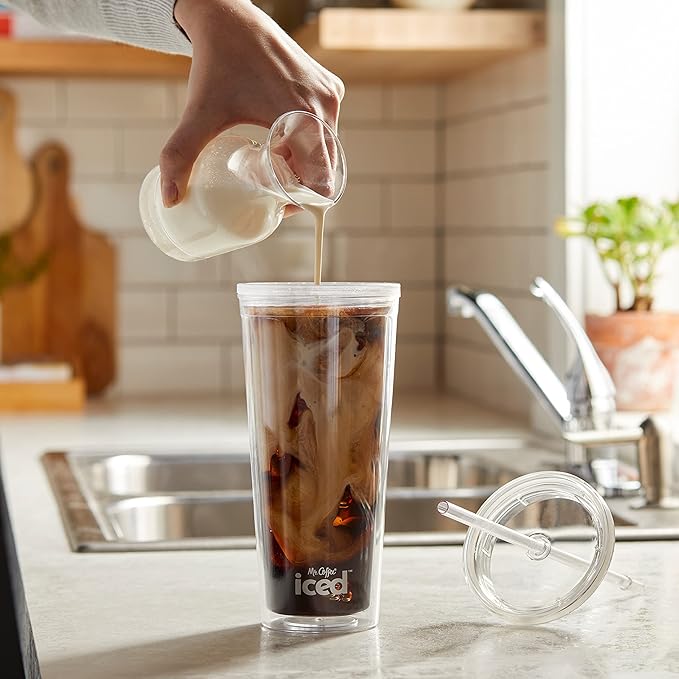 Mr. Coffee Iced Coffee Maker Single Serve Machine with 22-Ounce Tumbler and Reusable Coffee Filter Lavender