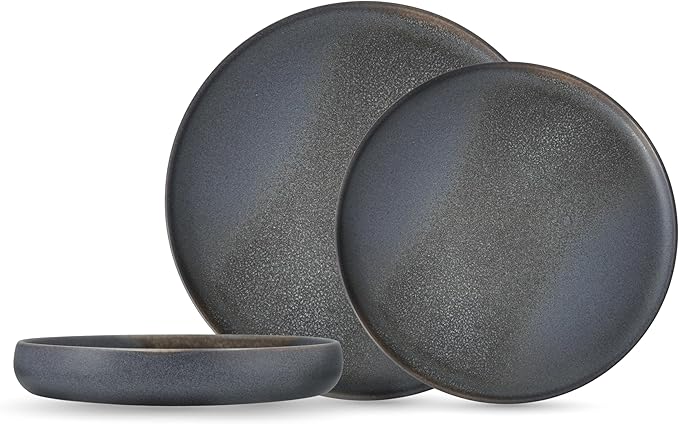 Eater x Zwiesel Fortessa Foss Stoneware 12 Piece Dinnerware Set (Service for 4) Volcanic Gray