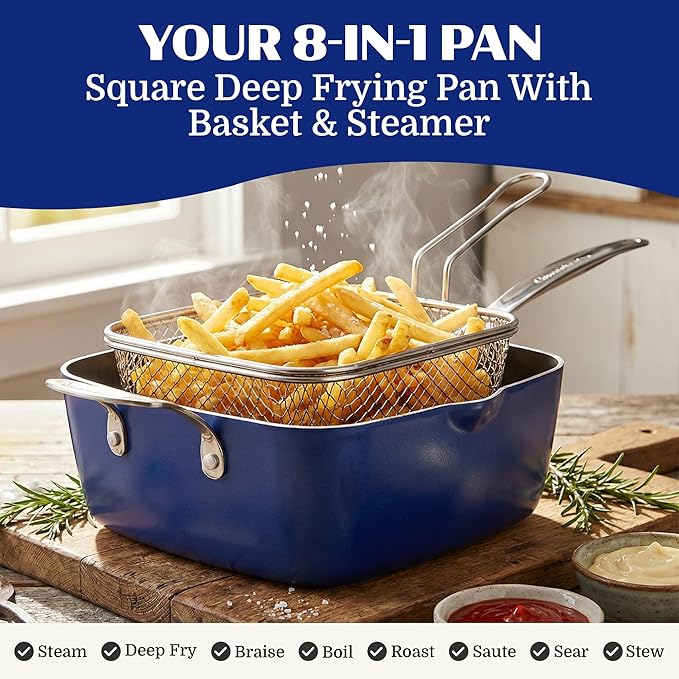 Granitestone Ceraluxe 20 Pc Ceramic Cookware Set Nonstick Complete Pots and Pans Set Non Stick with 5 Pc Bakeware Set Deep Frying Pan Set &amp Steamer Non Toxic PFOA Free Oven &amp Dishwasher S