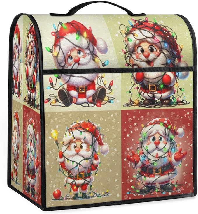 Kitchen Aid Mixer Cover Christmas Funny Santa Claus Stand Mixer Cover Compatible with 6-8 Quarts Stand Mixers Dust Covers with Zipper Pocket Foldable Washable Kitchen Aid Organizer Bag