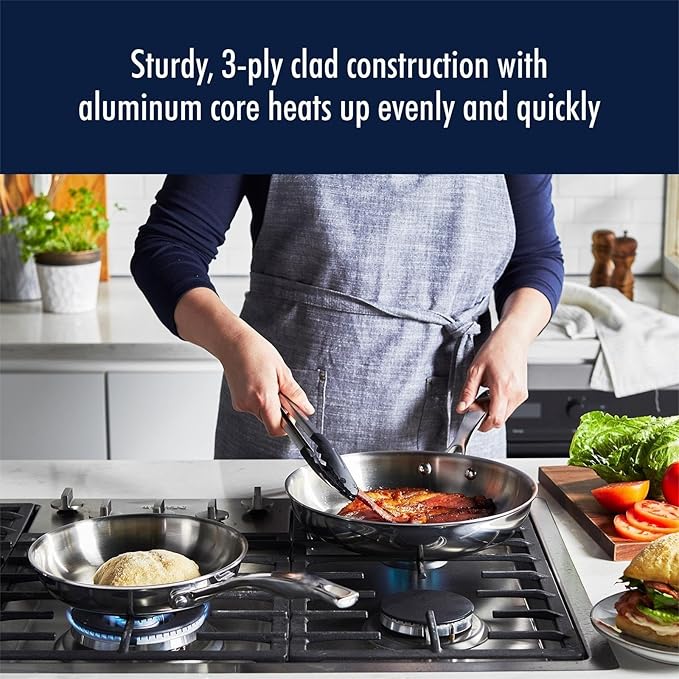 Clad H3 10-pc Induction Ceramic Nonstick Pot and Pan Set Stainless Steel Durable and Easy to clean