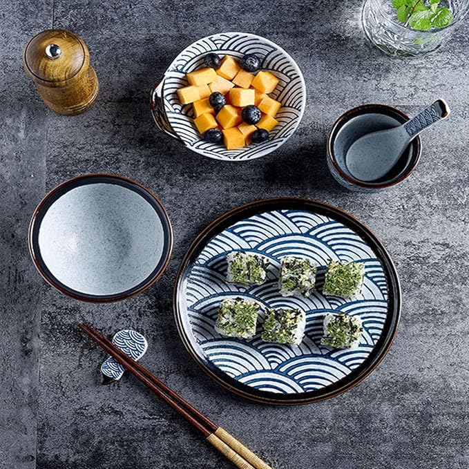 Dinnerware Set 12 Piece Dishes Set Plates and Bowls Set for 2 Kitchen Porcelain Dinnerware Sets Ceramics Dinner Set Tableware Set Dishwasher and Microwave Safe