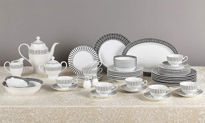 Lorren Home Trends Fiesta-57 Dinnerware Set for Entertaining One Size Black