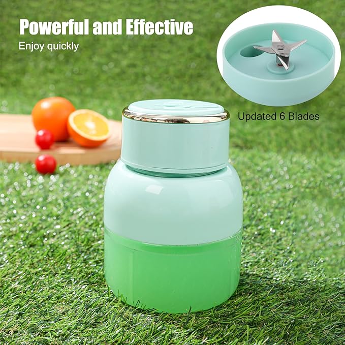 Portable Blender Cup USB Rechargeable 800ml Juice Blenders With 6 Blades Mini Blender Fresh Juicer Cup for Shakes and Smoothies Sports Travel Gym Office(Green)