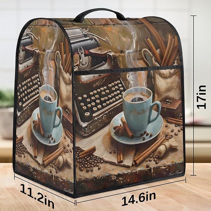 cfpolar Kitchen Aid Mixer Cover Compatible with 6-8 Quarts Coffee Spice Pattern Stand Mixer Cover Kitchen Aid Mixers Accessories Appliance Organizer Bag Dust Covers with Zipper Pocket