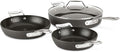 All-Clad Essentials Hard Anodized Nonstick Sauce Pan Set 4 Piece 8 10.25 Inch 4 Quart Oven Broiler Safe 500F Pots and Pans Cookware Black