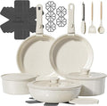 23 Pcs Pots and Pans Set Non Stick Ceramic Cookware Set Non Toxic with Detachable Handles Healthy Induction Cookware Oven Safe RV Kitchen Set PFAS PFOA &amp PTFE Free Cream White