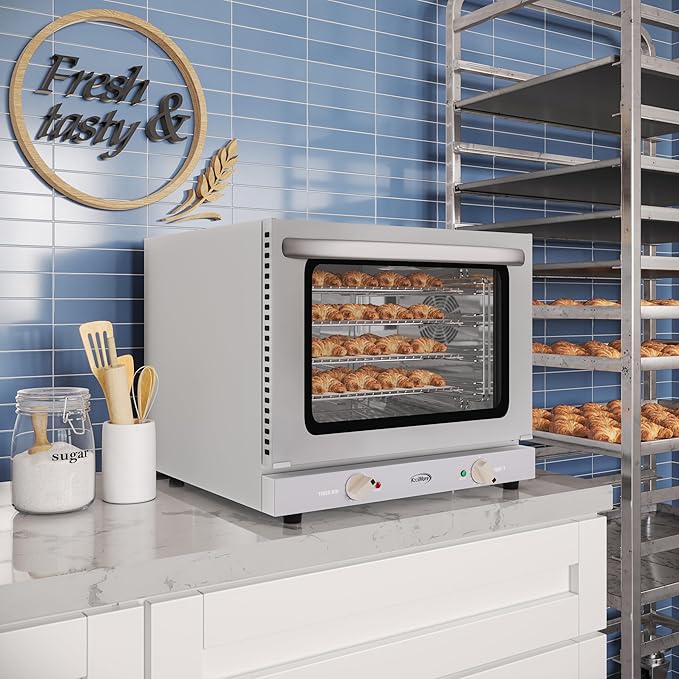 KoolMore 23 in. Countertop Convection Oven for Half-Size Pans with 4 Racks and 2800W of Power in Stainless-Steel - 208/240V 2.3 cu. ft. ETL Listed (KM-CTCO220-23)