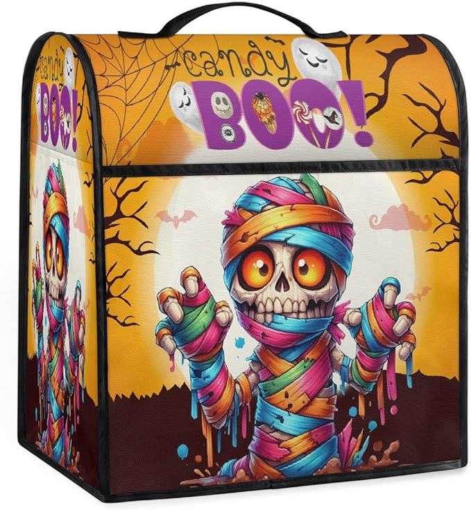 cfpolar Kitchen Aid Mixer Cover Compatible with 6-8 Quarts Halloween Skeleton Mummy Stand Mixer Cover Kitchen Aid Mixers Accessories Appliance Organizer Bag Dust Covers with Zipper Pocket