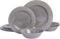 Gibson Home Mauna Melamine Plastic Dinnerware Set Service for 4 (12pcs) Grey Rustic