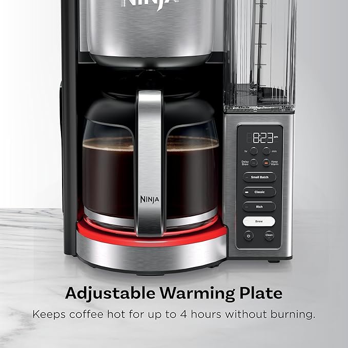 Ninja Fresh Brew™ Drip Coffee Maker | Programmable 14Cup Glass Carafe Brew Classic &amp Rich 70oz Removable Water Reservoir | Small Batch Delay Brew Adjustable Warming Plate | Stainless Steel | C