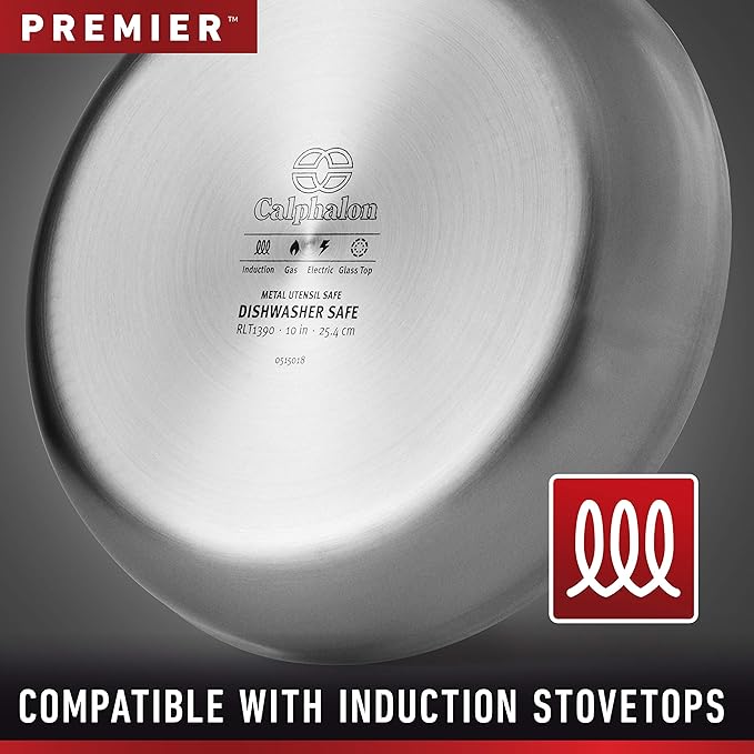 Calphalon 3-Ply Stainless Steel Cookware Set 13 Piece Includes Frying Pans Pots and Pans Set Induction Metal Utensil Safe Oven Safe 500FPFOA Free Silver