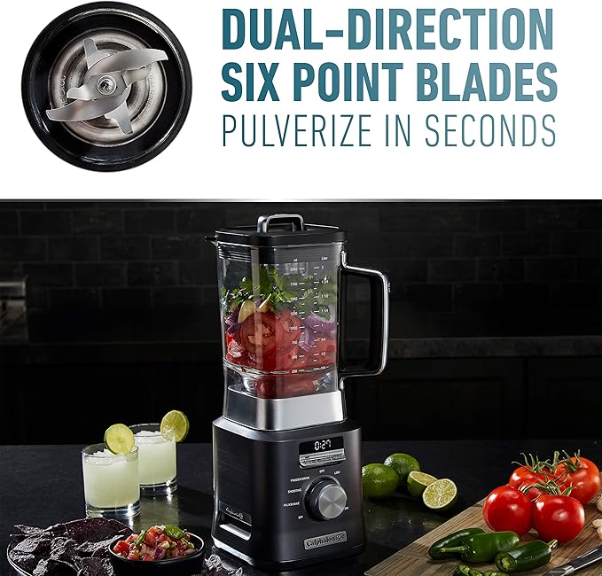 Calphalon Auto-Speed 68 Oz Blender with Blend-N-Go Smoothie Cup and BPA-free Tritan Jar | 1100-Watt Base Dark Stainless Steel