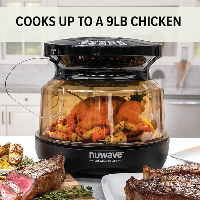 Nuwave Primo Grill Oven PFAS Free Countertop Oven with Convection Top &amp Grill Bottom Smart Thermometer Perfect for Cooking Frozen or Fresh with Surround Heat for Flawless Results