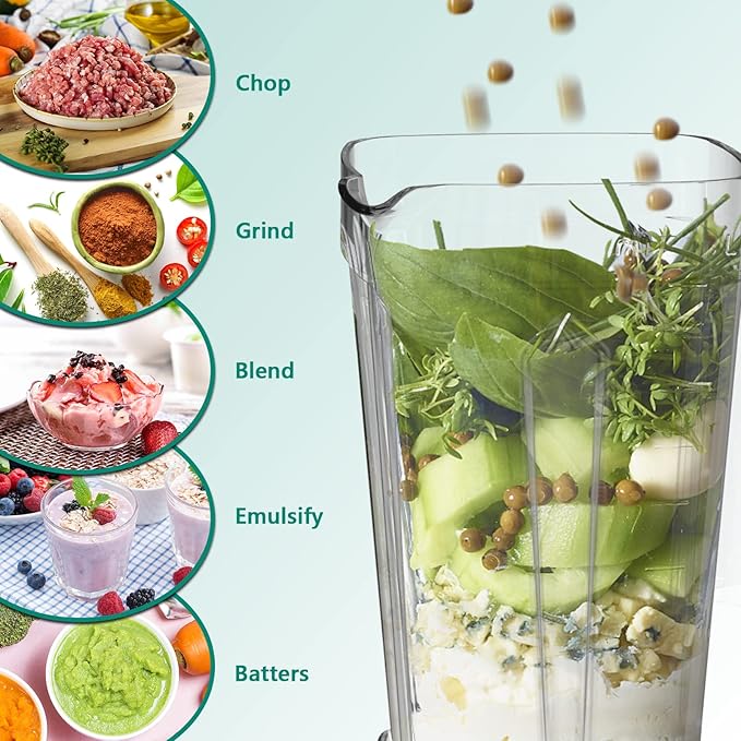 OMMO Blender 1800W Professional High Speed Countertop Blender with Durable Stainless Steel Blades 60oz BPA Free Blender for Shakes and Smoothies Nuts Ice and Fruits Dishwasher Safe