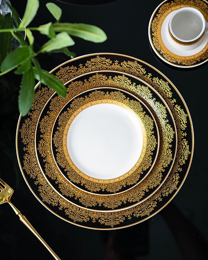 tableware set bone china dinnerware set 24-piece dinnerware set for 6 dinner plate set round plates cups and plates sets for kitchen dishwasher safe round plates dinnerware sets