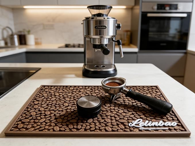 Bar Mats for Countertops Heavy Duty Rubber Mat 3D Coffee Bean Coffee Bar Mat Dish Drying Mat for Kitchen Restaurant Coffee Bar Essentials Non-Slip Drip Tray Mat(Coffee18x12)