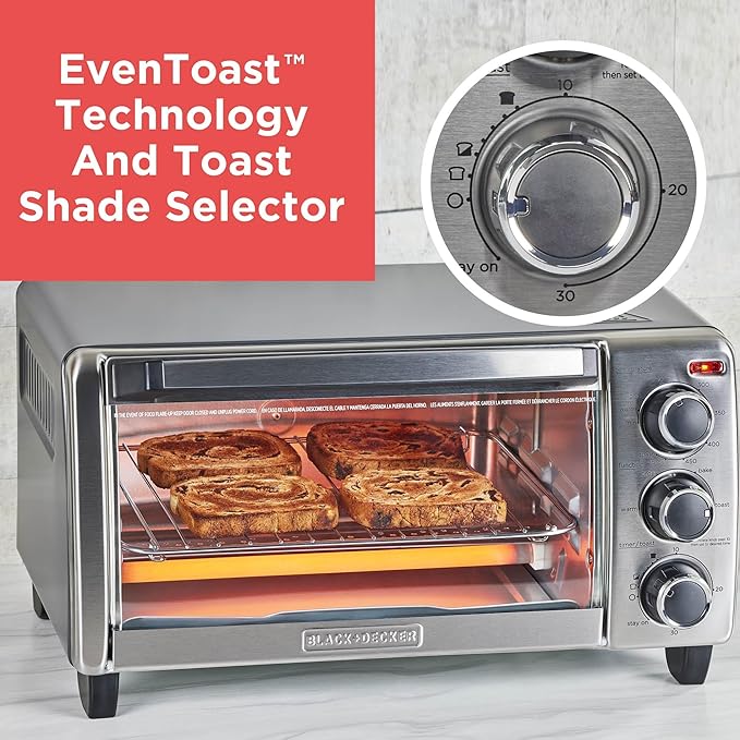 BLACK+DECKER TO1313SBD Toaster Oven 15.47 Inch Silver