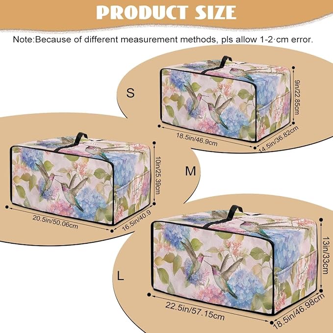 Hummingbird Leaves Toaster Oven Cover Waterproof Air Fryer Compatible for Air Fryer/French Door 360 Air Fryer Toaster Oven Combo With Organizing Side Pockets