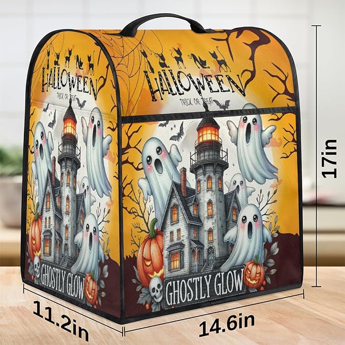 cfpolar Kitchen Aid Mixer Cover Compatible with 6-8 Quarts Halloween Ghost Castle Moon Stand Mixer Cover Kitchen Aid Mixers Accessories Appliance Organizer Bag Dust Covers with Zipper Pocket