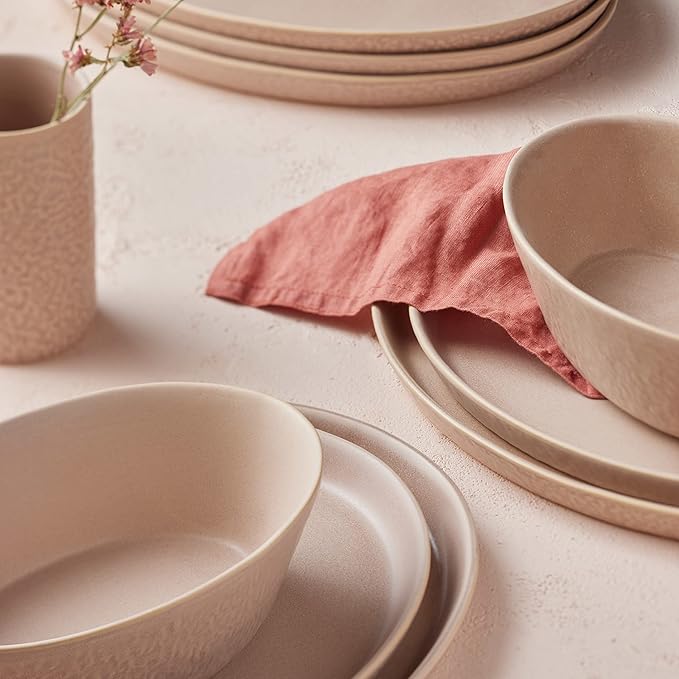 Stone by Mercer Project KATACHI Stoneware 16-Piece Dinnerware Set Nude