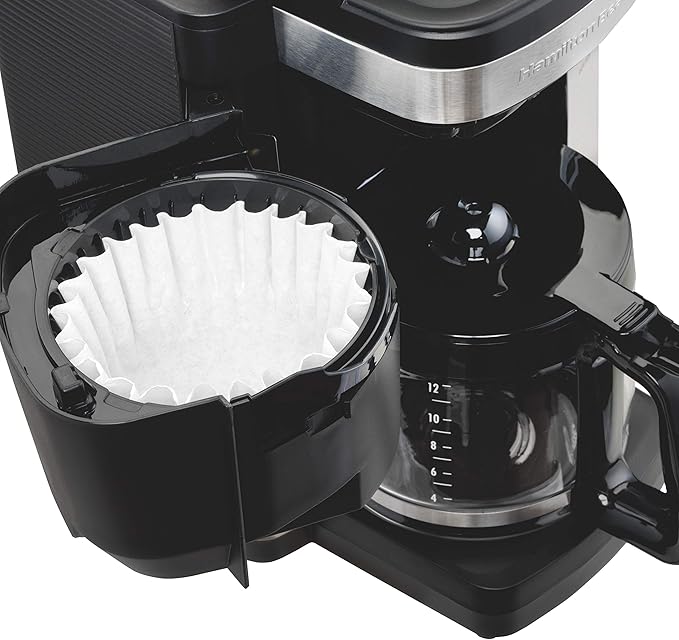 Hamilton Beach 45400 12 Cup Programmable Coffee Maker Automatic Grounds Dispensing for Pre-Ground Coffee Black