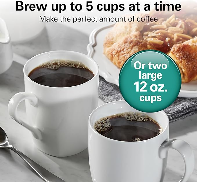 Hamilton Beach 5 Cup Drip Coffee Maker with Easy FrontFill Basket Compact Design Works with Smart Plugs Glass Carafe Auto Pause and Pour Black &amp Stainless Steel (46112)