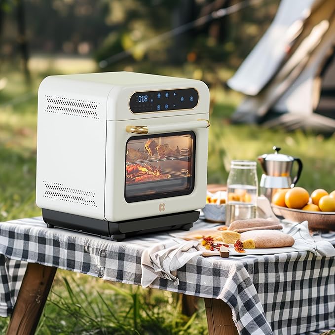 CIARRA 8-in-1 Air Fryer Steam Oven Countertop 13QT Mini Toaster Oven with Steam Rapid Steam Air Fry Vapor Bake Steam Clean Bake Dried Ferment White