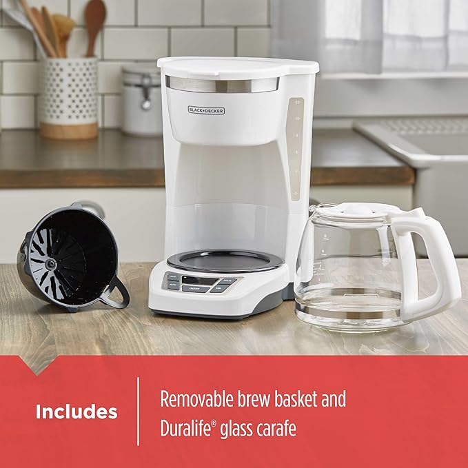 BLACK+DECKER CM1160W-1 CM1160W 12-Cup Programmable Coffeemaker White/Stainless Steel