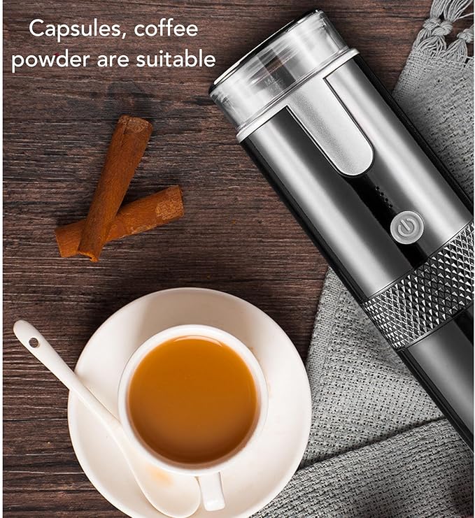 Portable Electric Espresso Machine 160ml Travel Coffee Maker for Camping Car Coffee Maker Self Heating with USB Rechargeable for RV Hiking Office